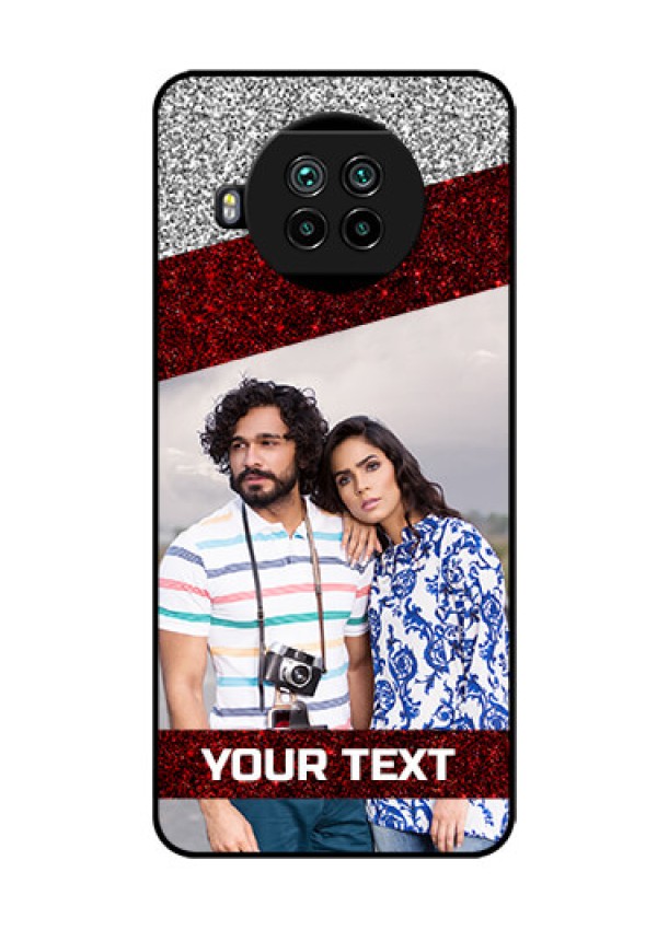 Mi 10i 5G Personalized Glass Phone Case  - Image Holder with Glitter Strip Design