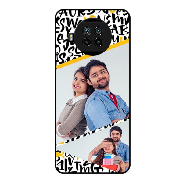 Mi 10i 5G Custom Glass Mobile Case  - Letters Pattern Design
