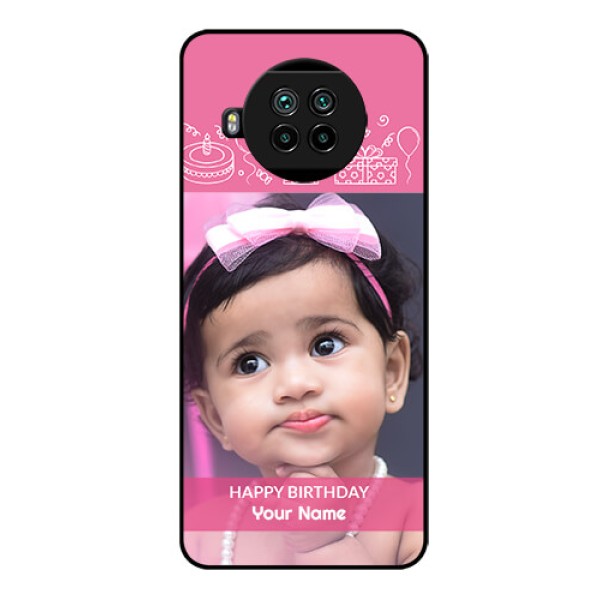 Mi 10i 5G Photo Printing on Glass Case  - with Birthday Line Art Design