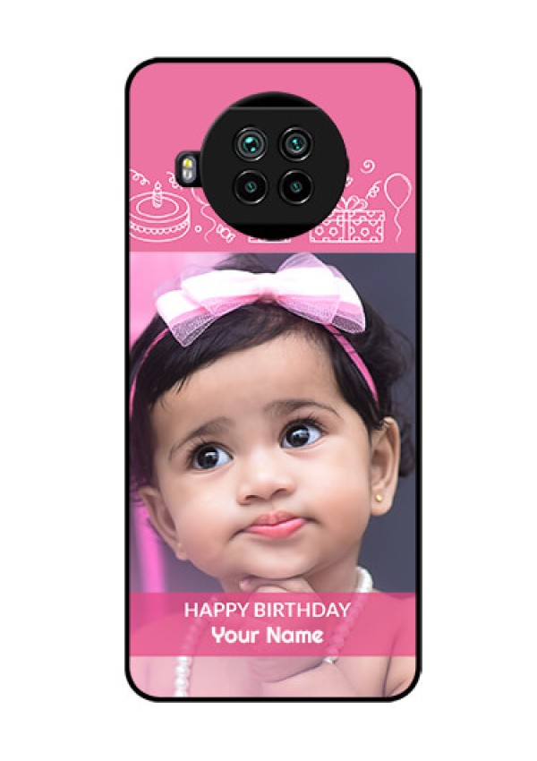 Mi 10i 5G Photo Printing on Glass Case  - with Birthday Line Art Design