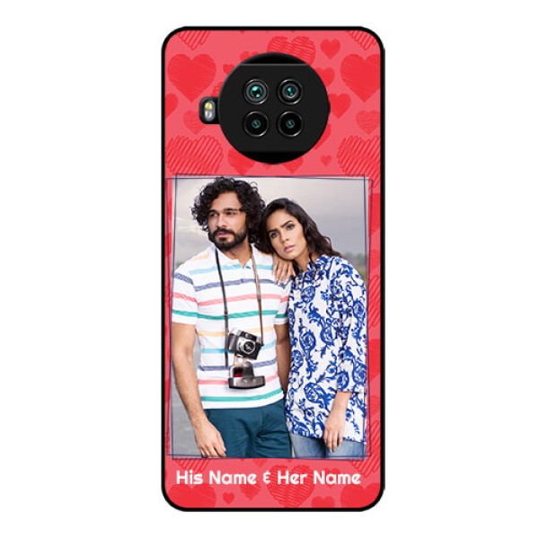 Mi 10i 5G Photo Printing on Glass Case - with Red Heart Symbols Design Mi 10i 5G Photo Printing on Glass Case - with Red Heart Symbols Design