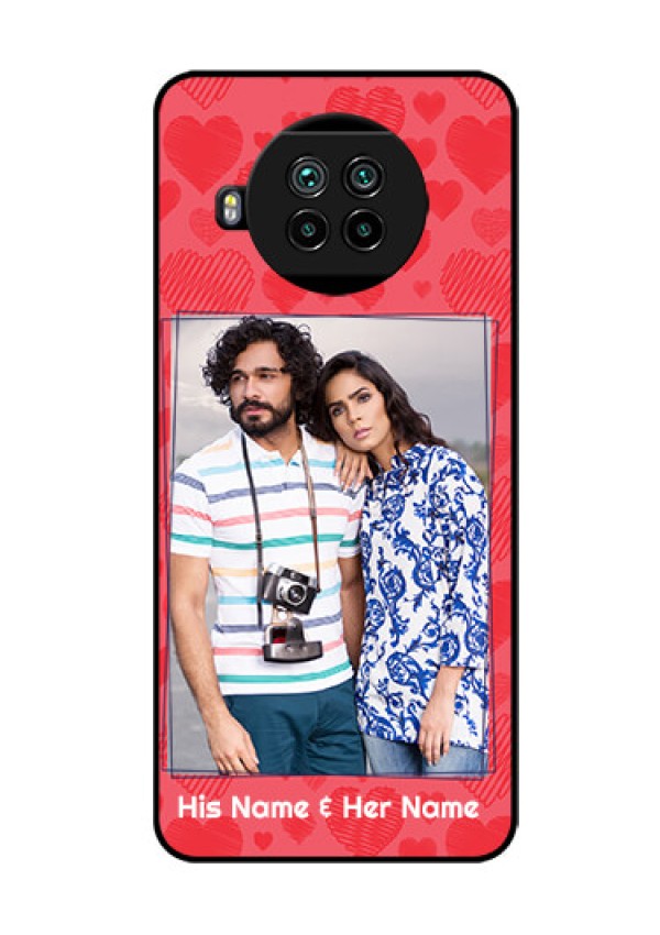 Mi 10i 5G Photo Printing on Glass Case  - with Red Heart Symbols Design