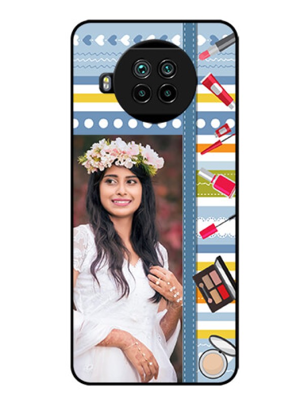 Custom Mi 10i 5G Personalized Glass Phone Case  - Makeup Icons Design