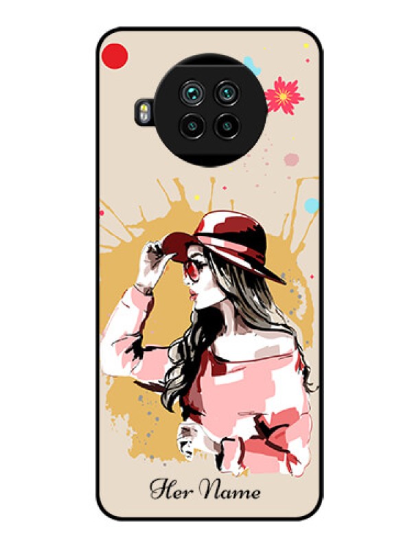 Custom Xiaomi Mi 10I 5G Photo Printing on Glass Case - Women with pink hat Design