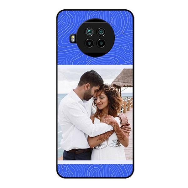 Xiaomi Mi 10I 5G Custom Glass Mobile Case - Curved line art with blue and white Design Xiaomi Mi 10I 5G Custom Glass Mobile Case - Curved line art with blue and white Design