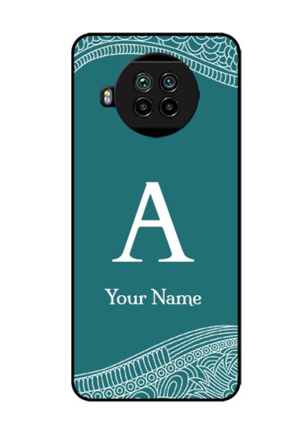 Xiaomi Mi 10I 5G Personalized Glass Phone Case - line art pattern with custom name Design