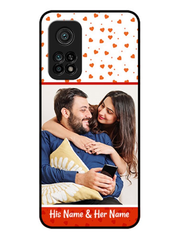 Custom Mi 10T Pro Custom Glass Phone Case - Orange Love Symbol Design