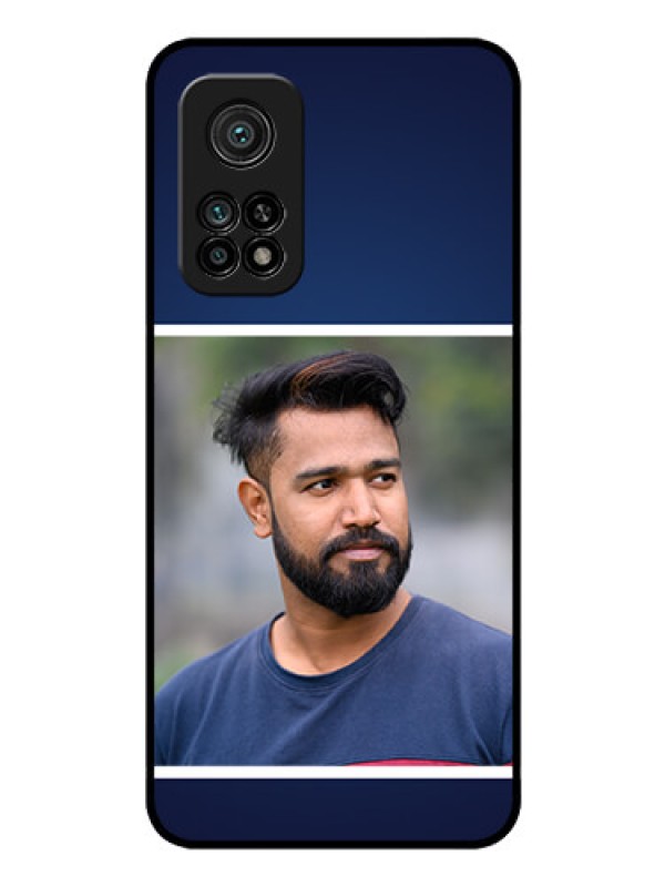 Custom Mi 10T Pro Personalized Glass Phone Case - Simple Royal Blue Design