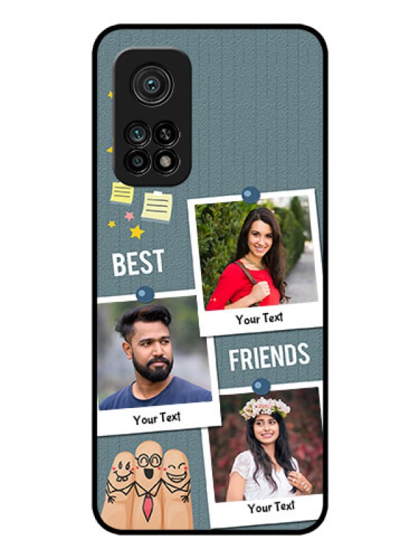 Custom Mi 10T Pro Personalized Glass Phone Case - Sticky Frames and Friendship Design
