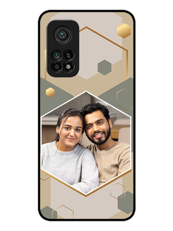 Custom Xiaomi Mi 10T Pro Photo Printing on Glass Case - Stylish Hexagon Pattern Design