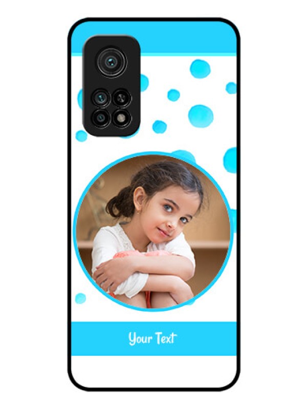 Custom Mi 10T Photo Printing on Glass Case - Blue Bubbles Pattern Design