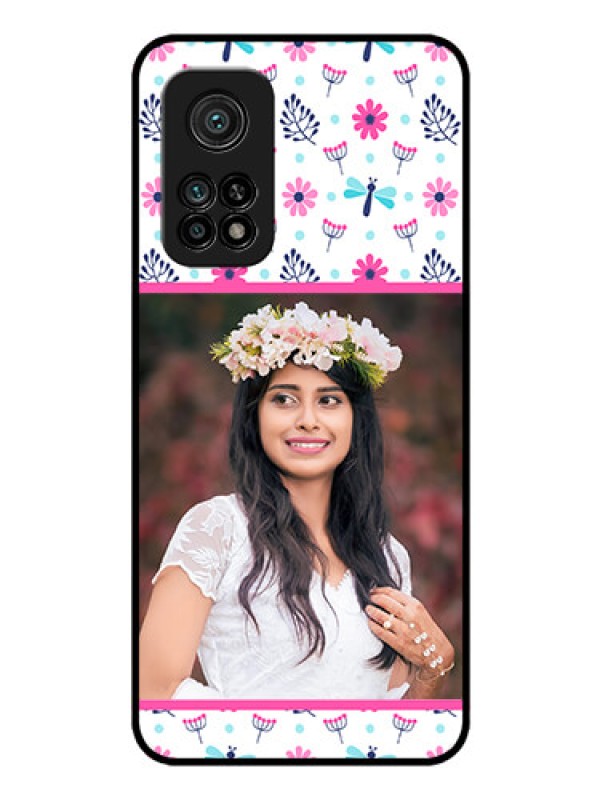 Custom Mi 10T Photo Printing on Glass Case - Colorful Flower Design