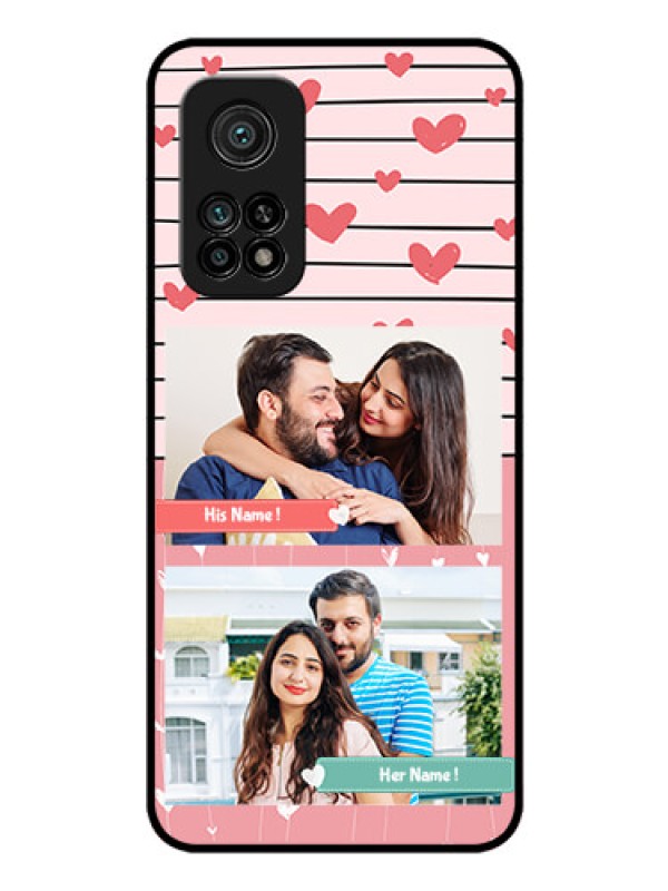 Custom Mi 10T Custom Glass Mobile Case - Photo with Heart Design