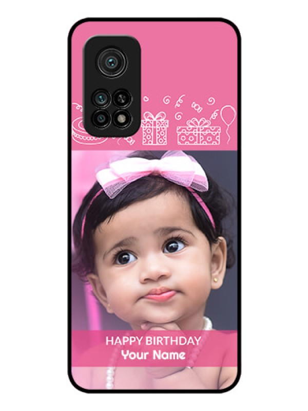 Custom Mi 10T Photo Printing on Glass Case - with Birthday Line Art Design