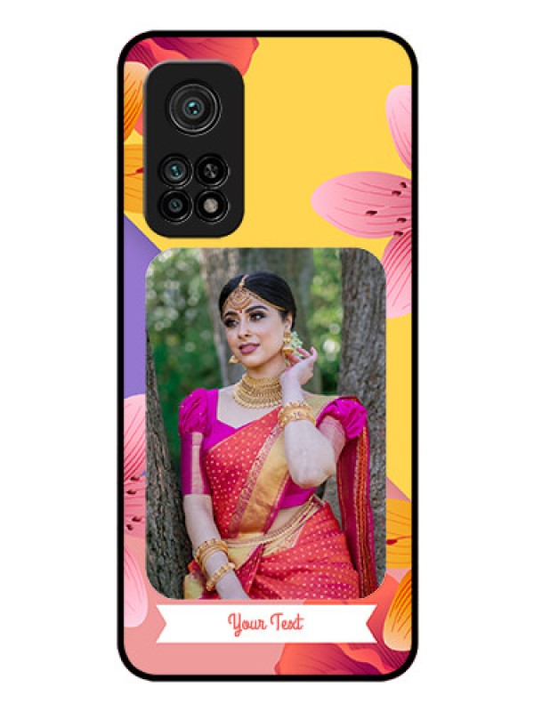 Custom Mi 10T Custom Glass Mobile Case - 3 Image With Vintage Floral Design