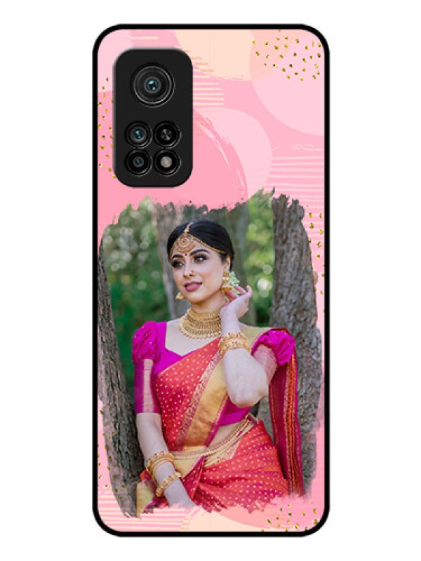 Custom Mi 10T Personalized Glass Phone Case - Gold Glitter Splash Design