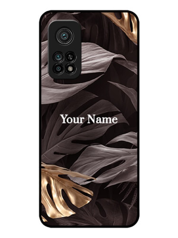 Custom Xiaomi Mi 10T Personalised Glass Phone Case - Wild Leaves digital paint Design