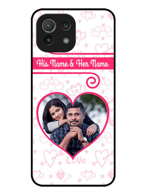Custom Mi 11 Lite NE 5G Personalized Glass Phone Case  - Heart Shape Love Design