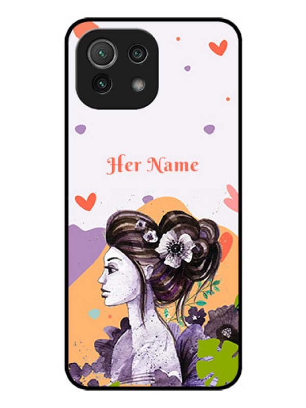 Custom Xiaomi Mi 11 Lite Ne 5G Personalized Glass Phone Case - Woman And Nature Design