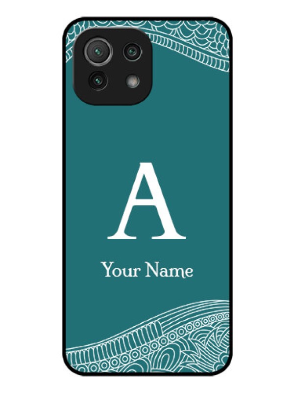 Custom Xiaomi Mi 11 Lite Ne 5G Personalized Glass Phone Case - line art pattern with custom name Design