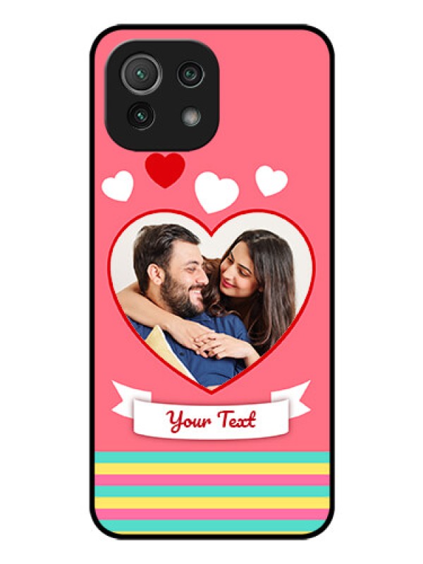 Custom Mi 11 Lite Photo Printing on Glass Case - Love Doodle Design