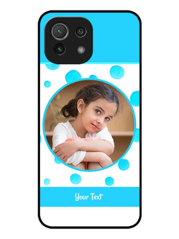 Custom Mi 11 Lite Photo Printing on Glass Case - Blue Bubbles Pattern Design