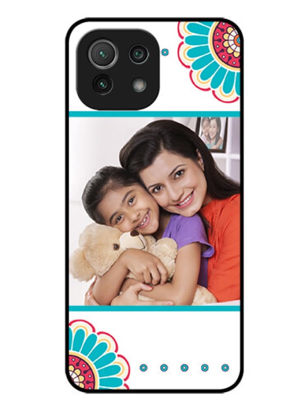 Custom Mi 11 Lite Custom Glass Phone Case - Flower Design