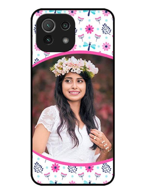 Custom Mi 11 Lite Photo Printing on Glass Case - Colorful Flower Design