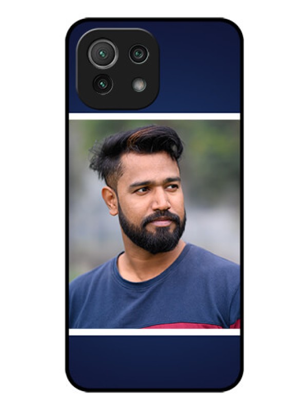 Custom Mi 11 Lite Personalized Glass Phone Case - Simple Royal Blue Design