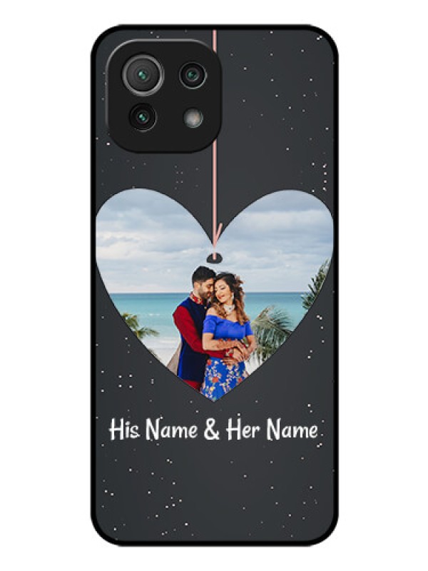 Custom Mi 11 Lite Custom Glass Phone Case - Hanging Heart Design