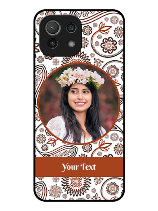 Custom Mi 11 Lite Custom Glass Mobile Case - Abstract Floral Design 