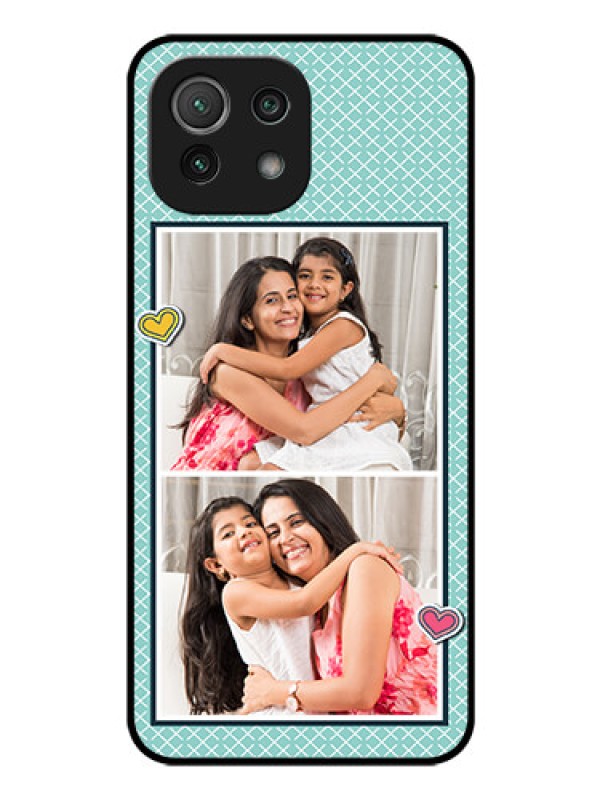 Custom Mi 11 Lite Custom Glass Phone Case - 2 Image Holder with Pattern Design