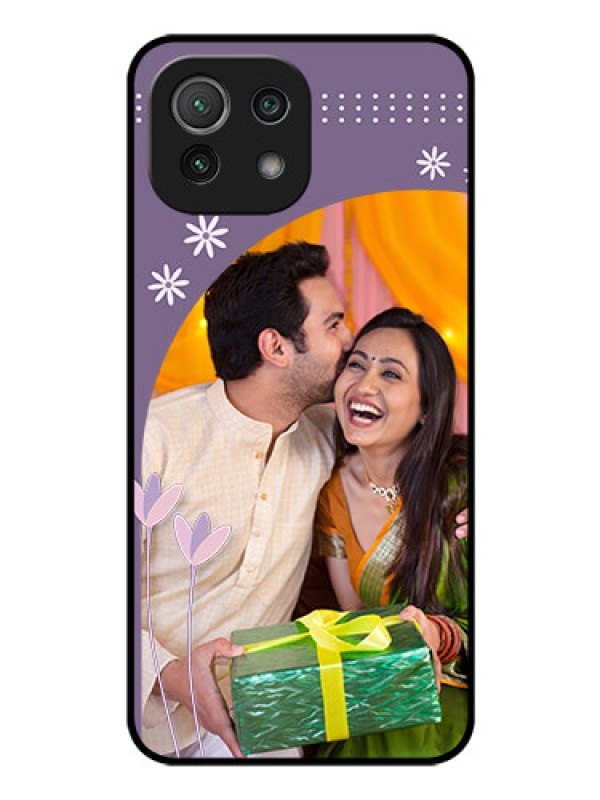 Custom Mi 11 Lite Custom Glass Mobile Case - Lavender flowers design 