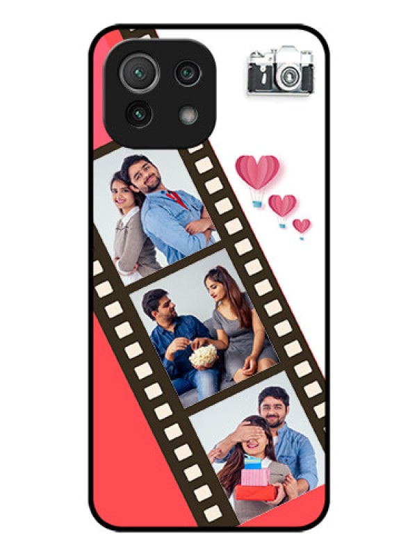 Custom Mi 11 Lite Personalized Glass Phone Case - 3 Image Holder with Film Reel