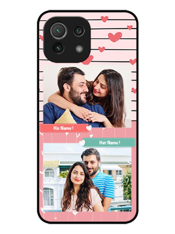 Custom Mi 11 Lite Custom Glass Mobile Case - Photo with Heart Design