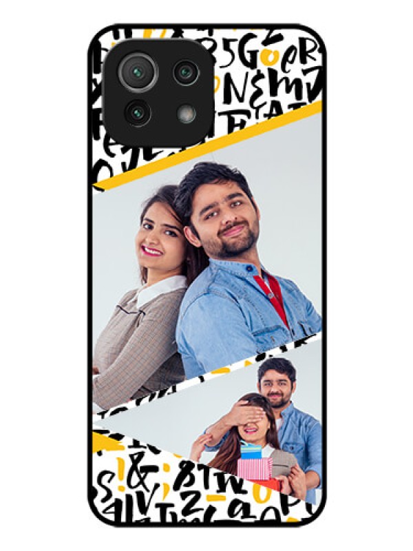 Custom Mi 11 Lite Custom Glass Mobile Case - Letters Pattern Design