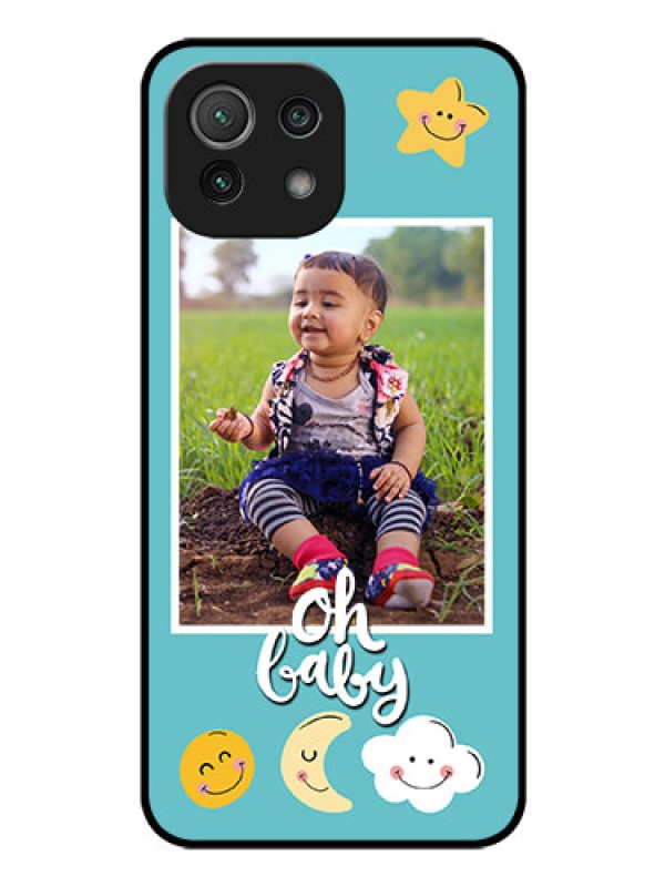 Custom Mi 11 Lite Personalized Glass Phone Case - Smiley Kids Stars Design