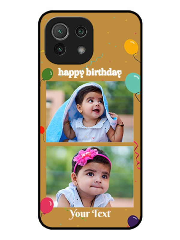 Custom Mi 11 Lite Personalized Glass Phone Case - Image Holder with Birthday Celebrations Design