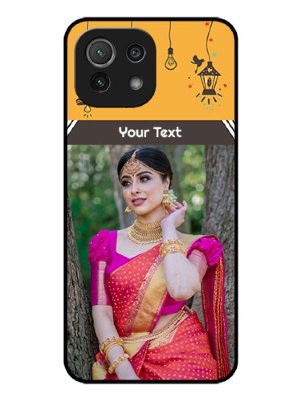 Custom Mi 11 Lite Custom Glass Mobile Case - with Family Picture and Icons 