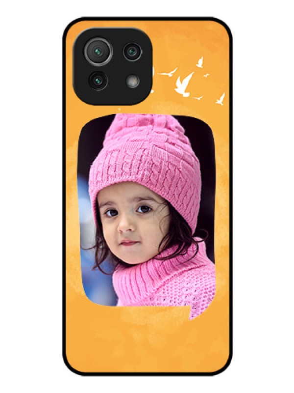 Custom Mi 11 Lite Personalized Glass Phone Case - Water Color Design with Bird Icons