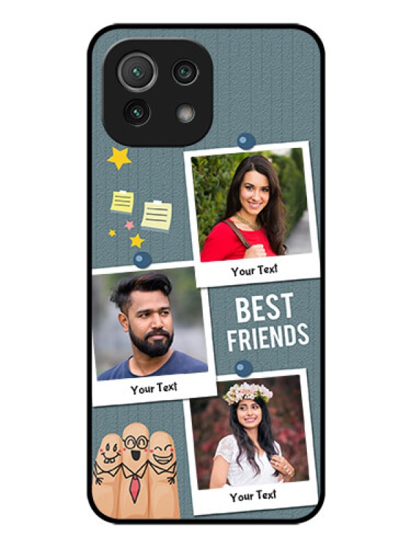 Custom Mi 11 Lite Personalized Glass Phone Case - Sticky Frames and Friendship Design