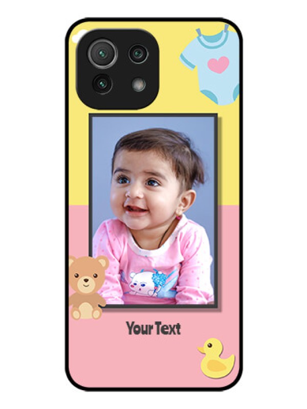 Custom Mi 11 Lite Photo Printing on Glass Case - Kids 2 Color Design