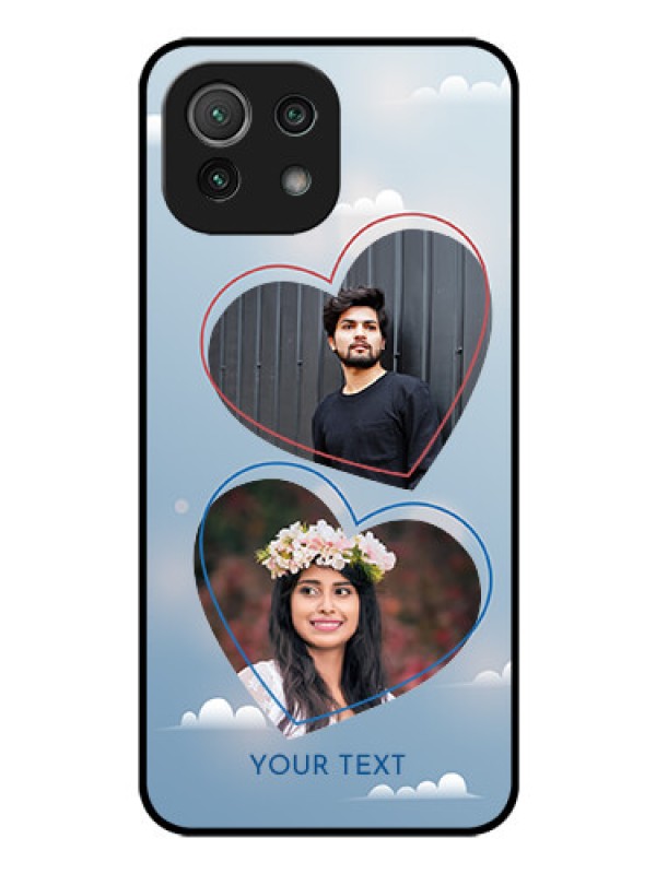 Custom Mi 11 Lite Custom Glass Mobile Case - Blue Color Couple Design 