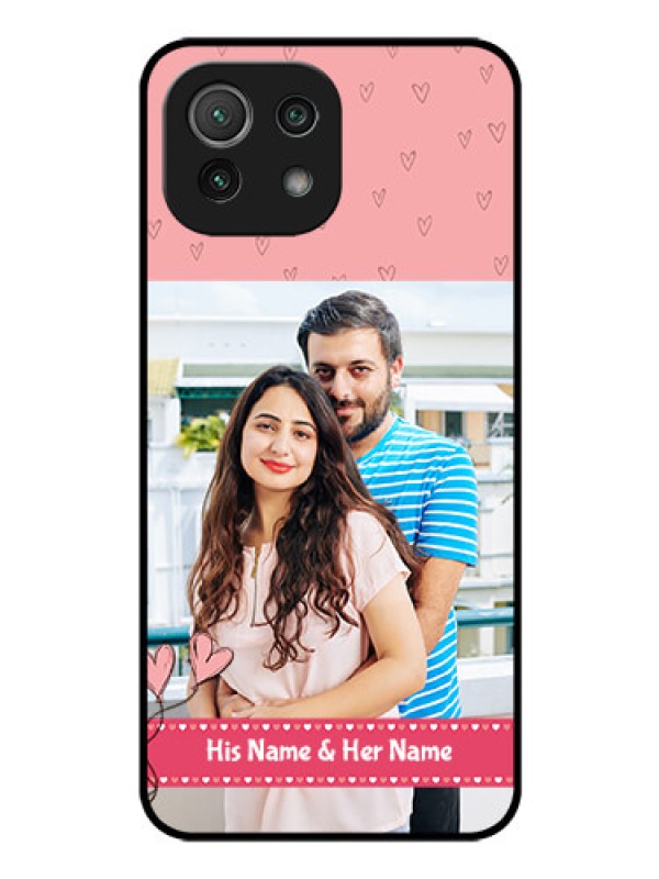 Custom Mi 11 Lite Personalized Glass Phone Case - Love Design Peach Color