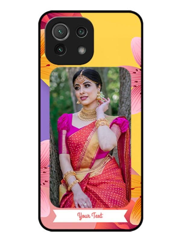 Custom Mi 11 Lite Custom Glass Mobile Case - 3 Image With Vintage Floral Design