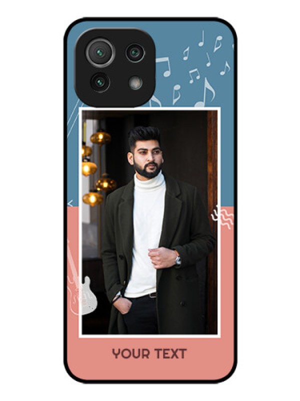 Custom Mi 11 Lite Photo Printing on Glass Case - with Color Musical Note Design