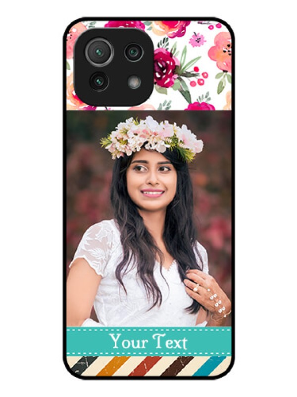 Custom Mi 11 Lite Custom Glass Phone Case - Watercolor Floral Design