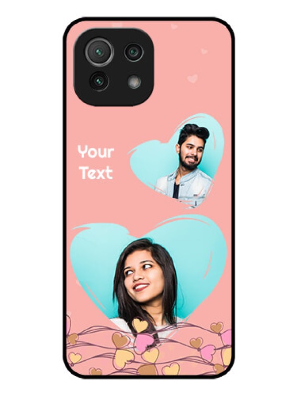 Custom Mi 11 Lite Custom Glass Mobile Case - Love Doodle Design