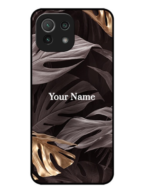 Custom Xiaomi Mi 11 Lite Personalised Glass Phone Case - Wild Leaves digital paint Design
