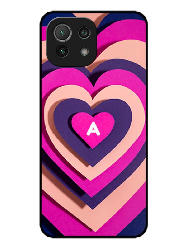 Custom Xiaomi Mi 11 Lite Custom Glass Mobile Case - Cute Heart Pattern Design